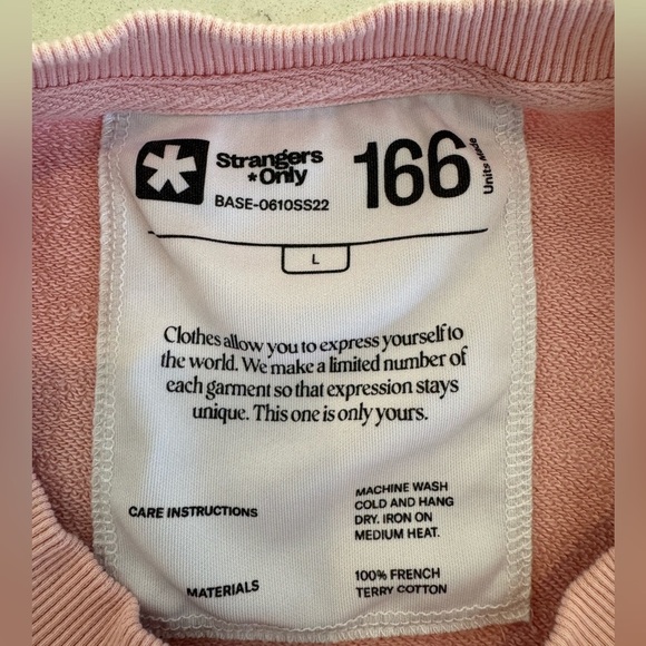 Strangers*Only SUP CLUB CREWNECK Pink 100% French Terry Cotton Sz L - Picture 6 of 13